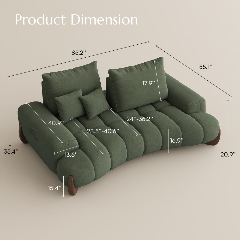 Adjustable Green Fabric Sofa Set