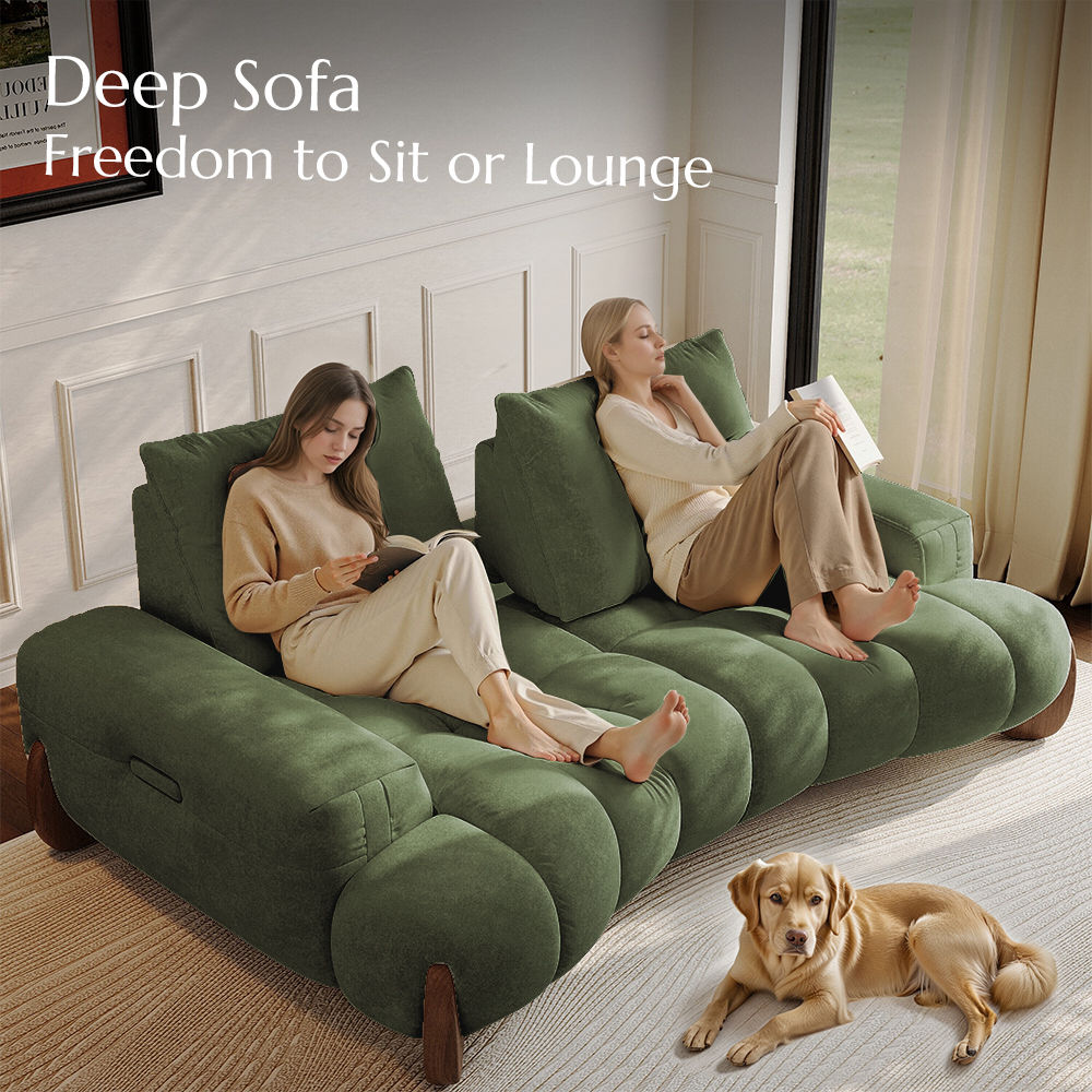 Adjustable Green Fabric Sofa Set