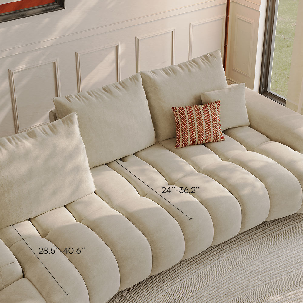 Sleeper Beige Fabric Sofa Set