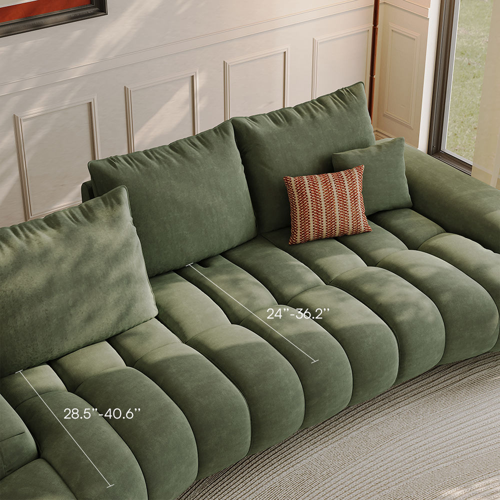 3 Seaters Green Fabric Sofa Set