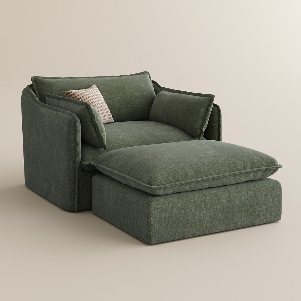 Soft Green Cotton and Linen Sofa Set