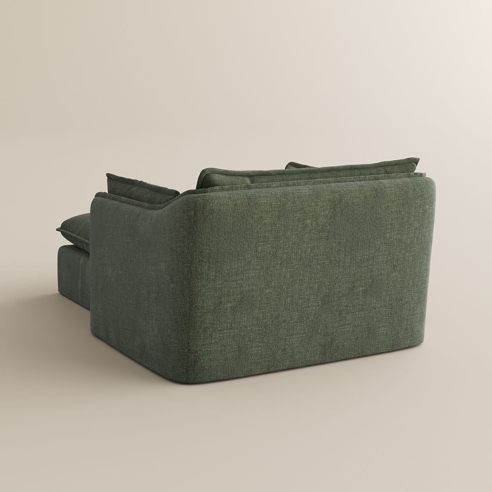 Very Relaxed Green Cotton and Linen Sofa Set