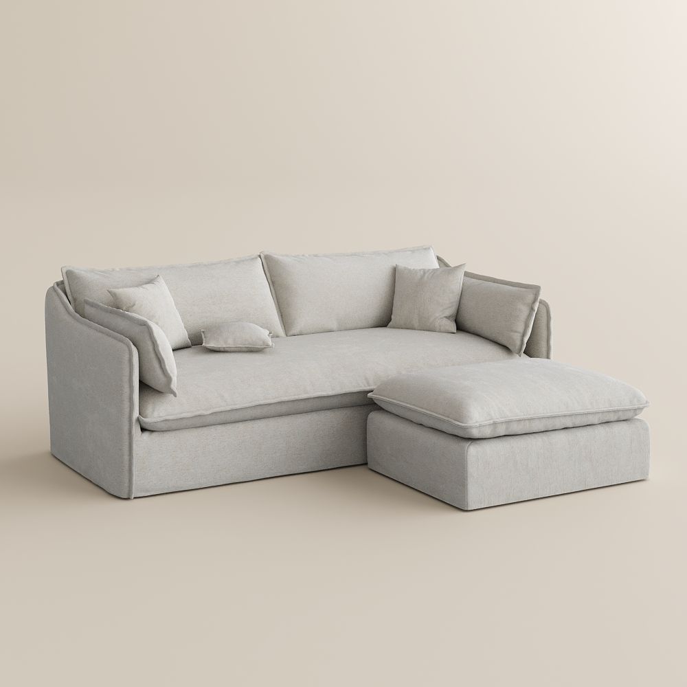 Removable Beige Cotton and Linen Sofa Set