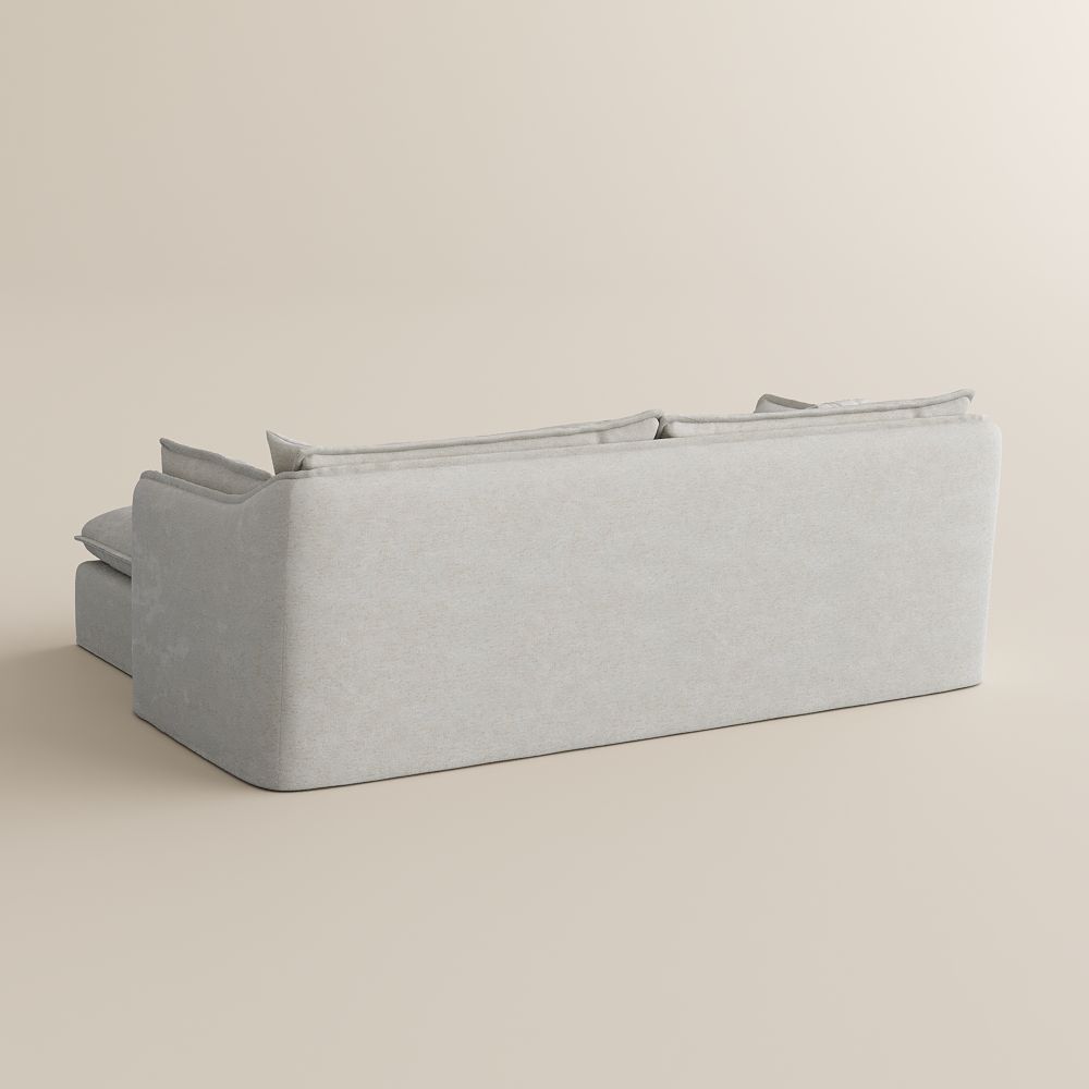 Modular Beige Cotton and Linen Sofa Set