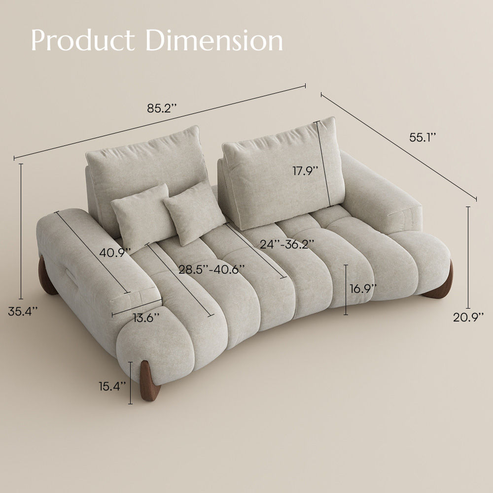 Adjustable Beige Fabric Sofa Set