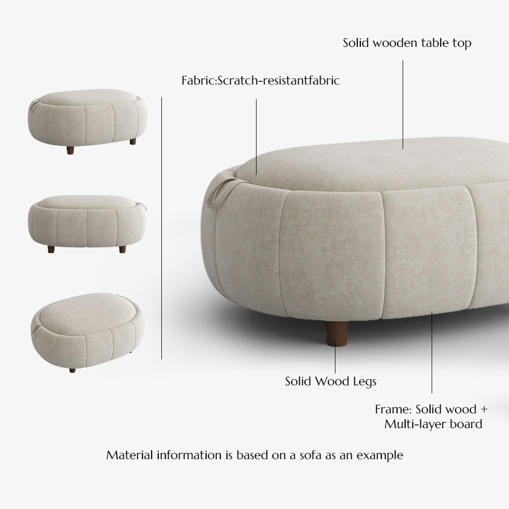 3 Seaters Beige Fabric Sofa Set