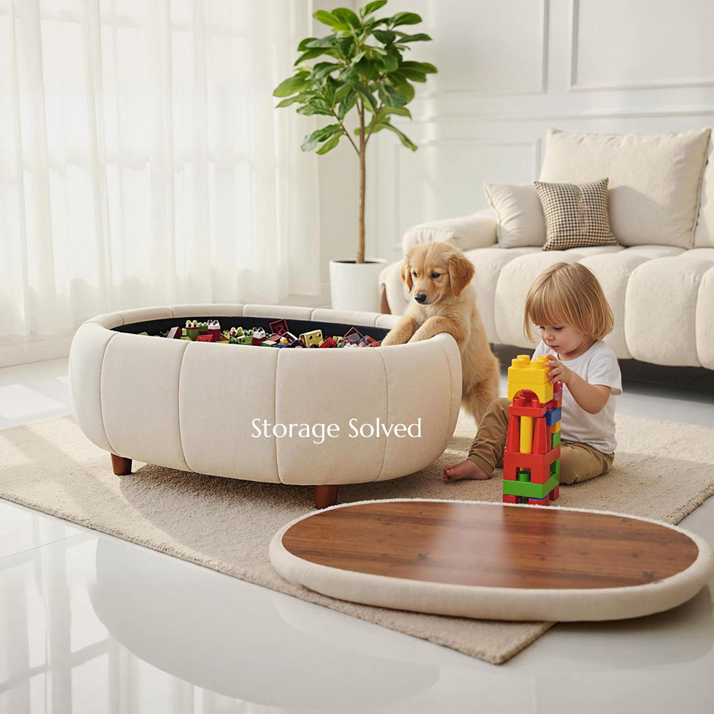 Adjustable Beige Fabric Sofa Set