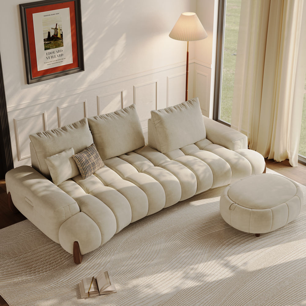 for 4 Beige Fabric Sofa Set
