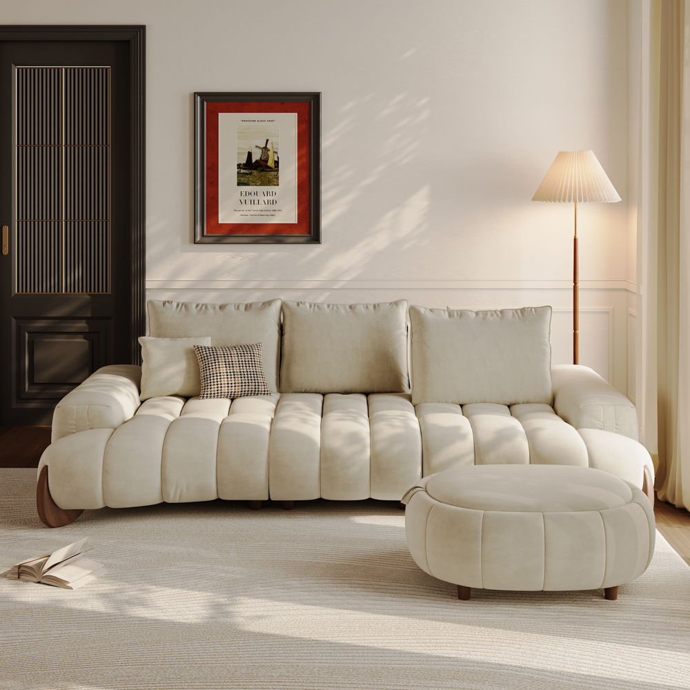 for 4 Beige Fabric Sofa Set