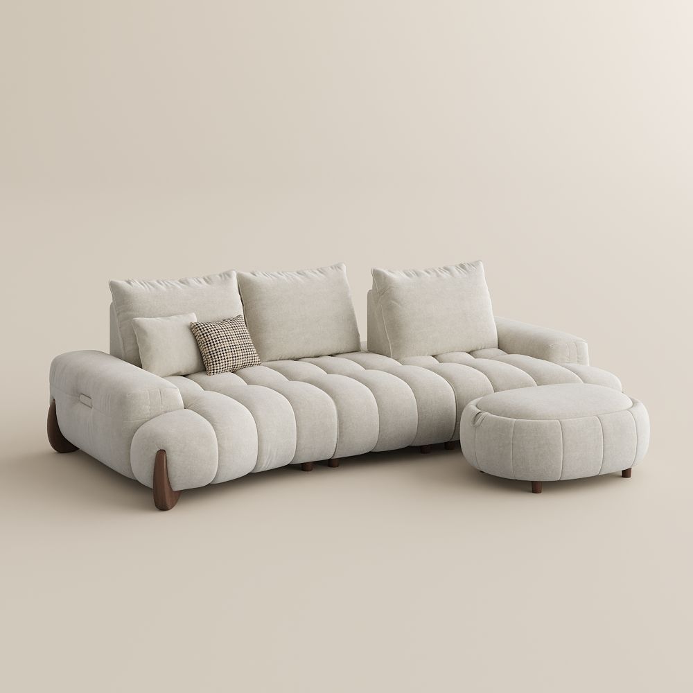 Modern Beige Fabric Sofa Set