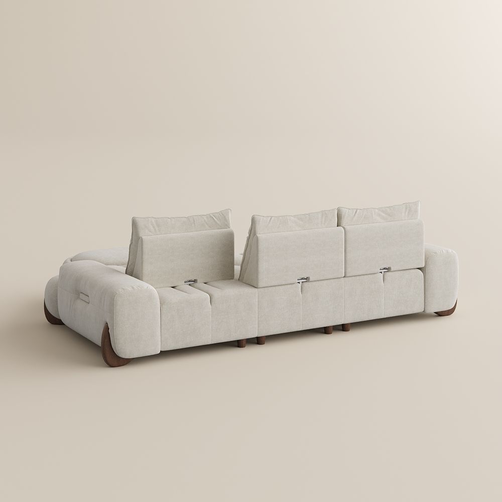 Partly Assemble Beige Fabric Sofa Set