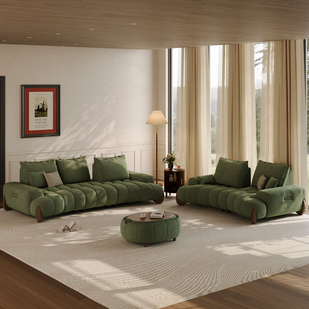 for 6 Green Fabric Sofa Set