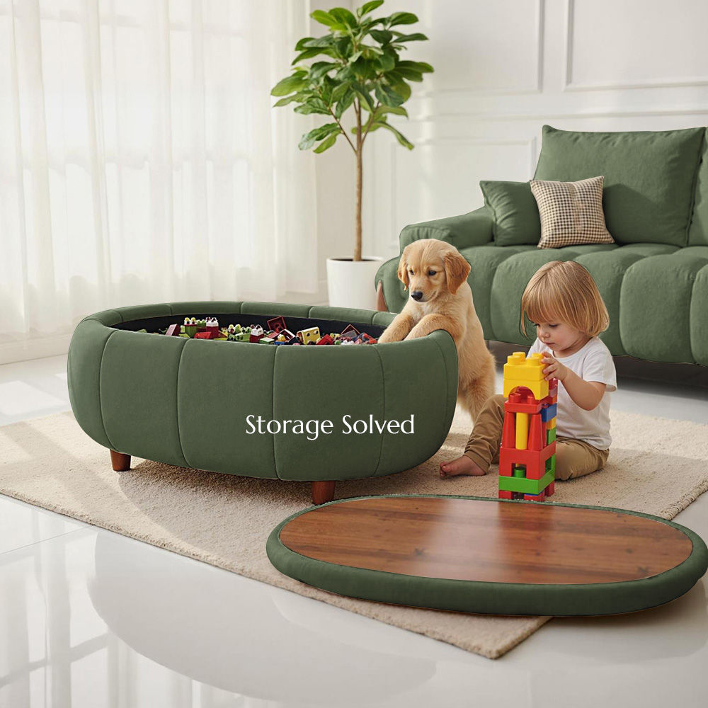 Adjustable Green Fabric Sofa Set