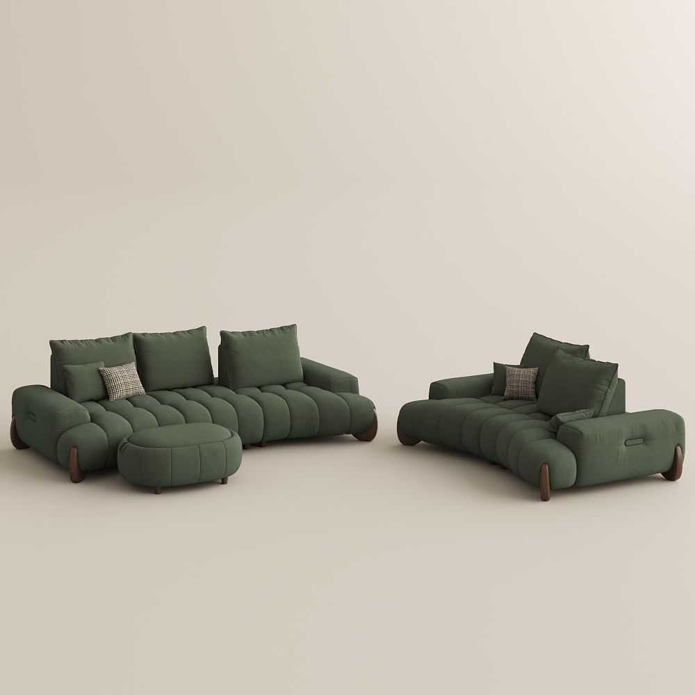Modern Green Fabric Sofa Set