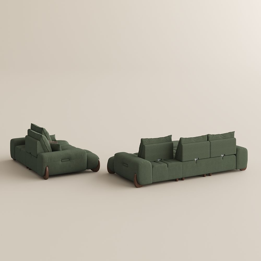 Modern Green Fabric Sofa Set