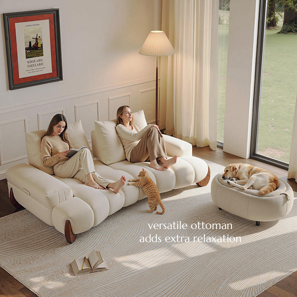 for 4 Beige Fabric Sofa Set