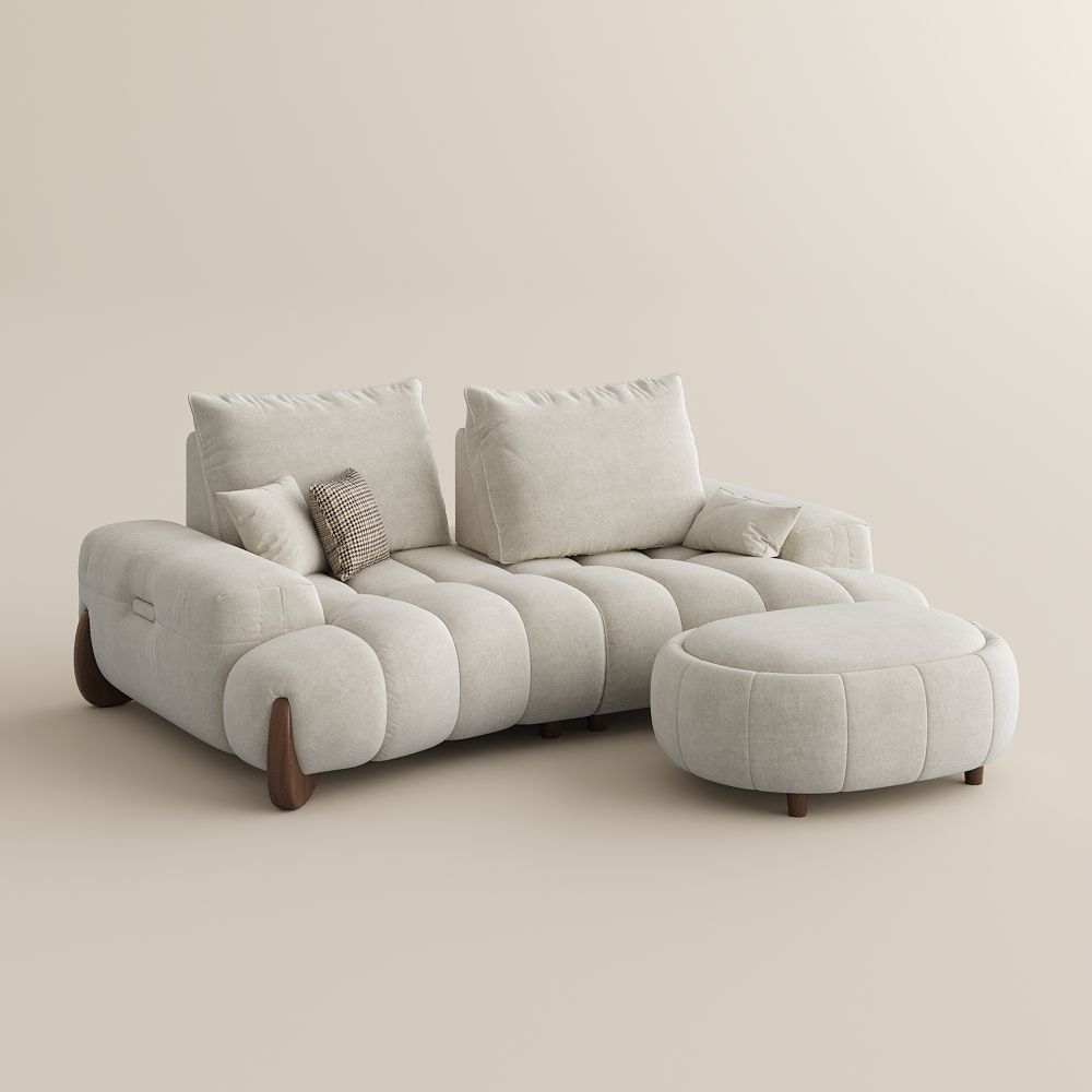 Adjustable Beige Fabric Sofa Set