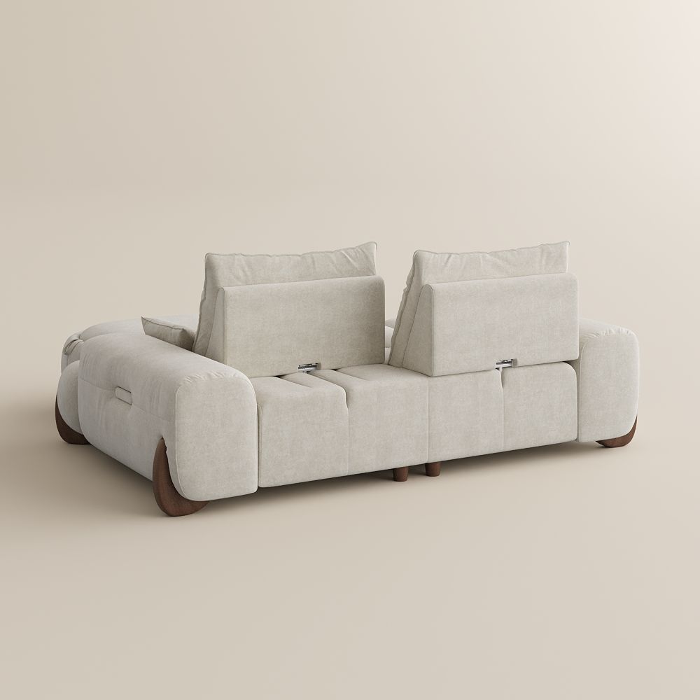 Partly Assemble Beige Fabric Sofa Set