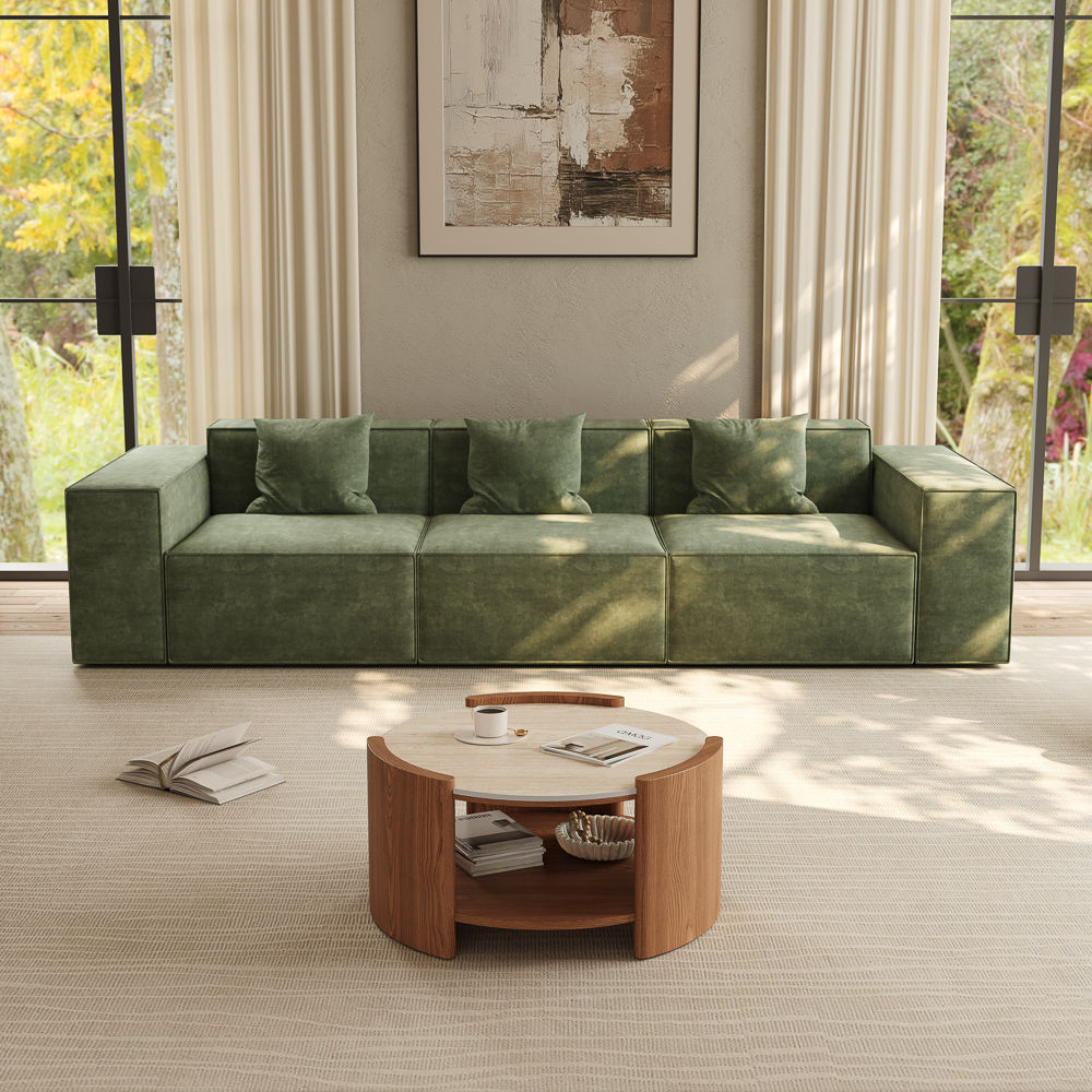 Fabric Green Fabric Sofa Set
