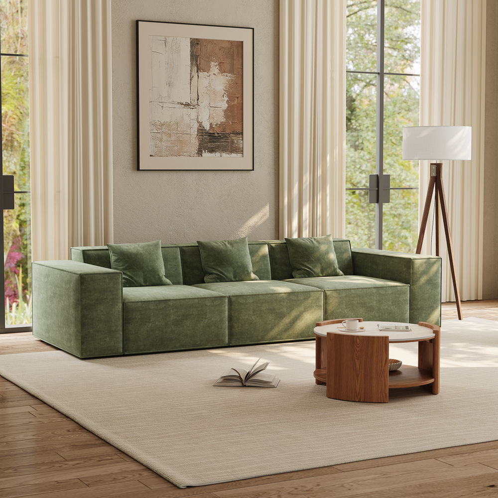 Modern Green Fabric Sofa Set