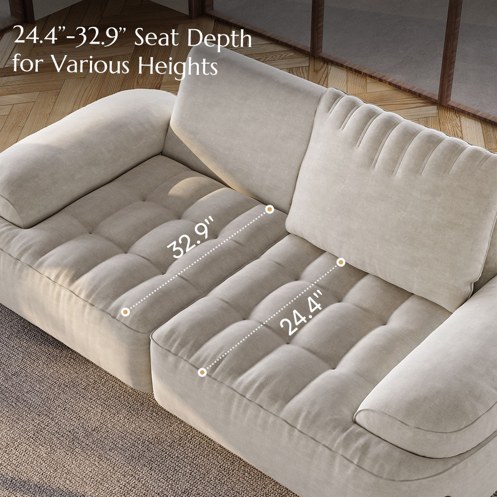 2-3 Seater Beige Fabric Sofa Set