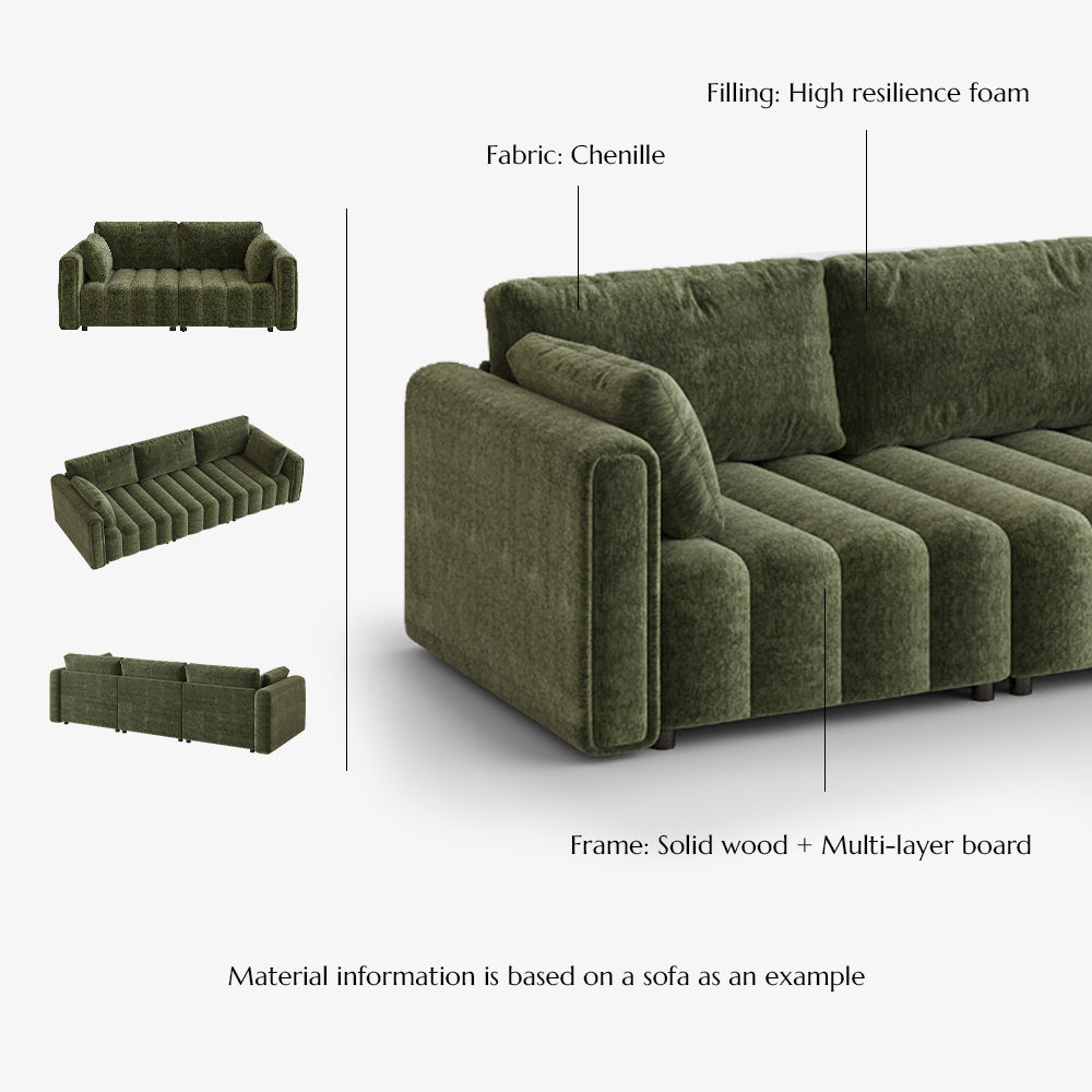 Chenille Green Chenille Sofa Set