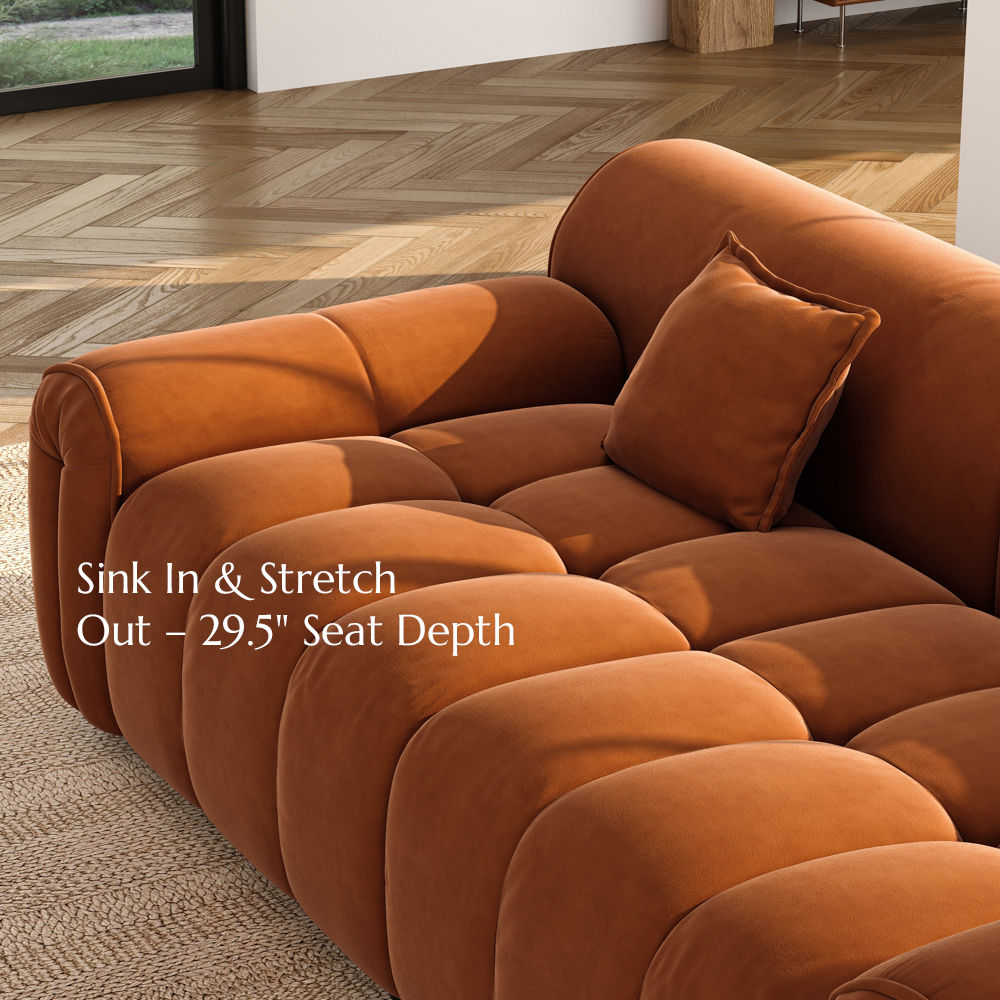 Apartment Orange Velvet Sofa Set