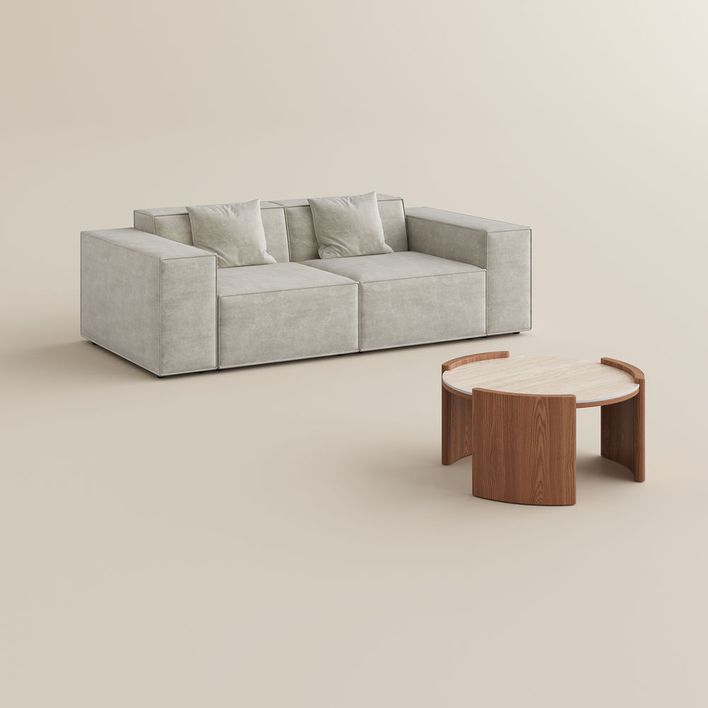 Modern Beige Fabric Sofa Set