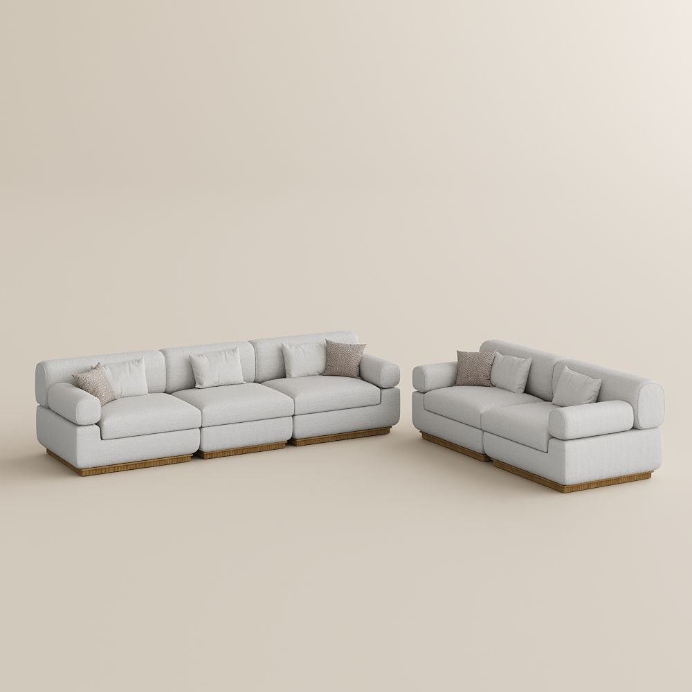 Beige Chenille Modular Sofas