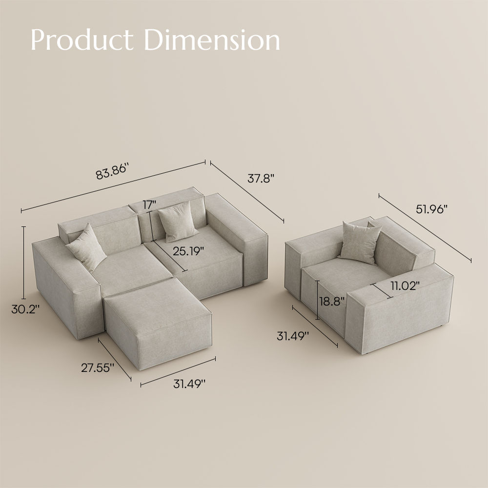 Barrett Beige Fabric Sofa Set