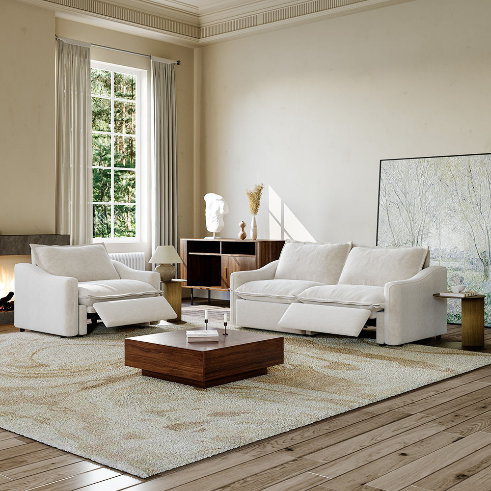 Beige Beige Pet-Friendly Fabric Sofa Set