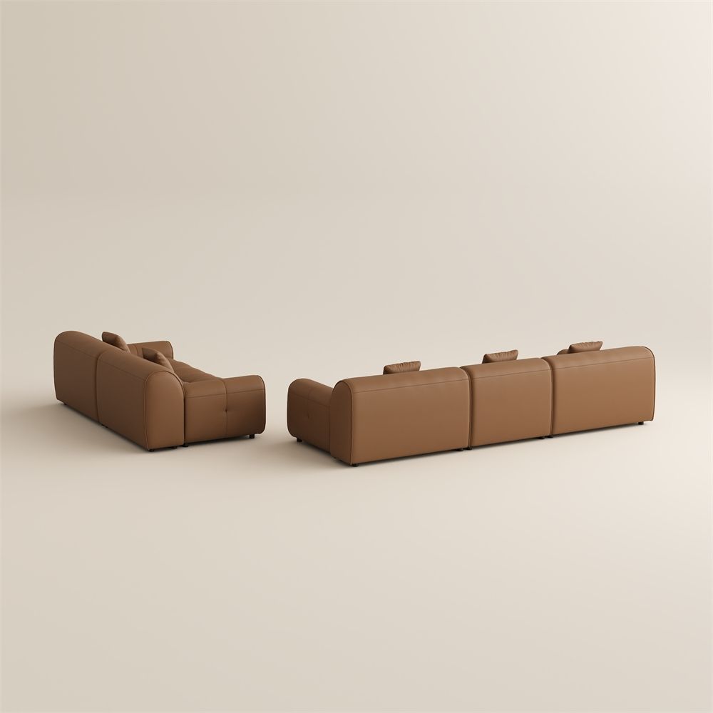 Living Room Sets Caramel Genuine Leather Sofa Set