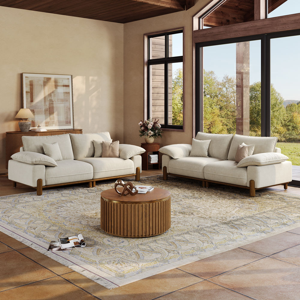 Beige Pet-Friendly Fabric Modular Sofas
