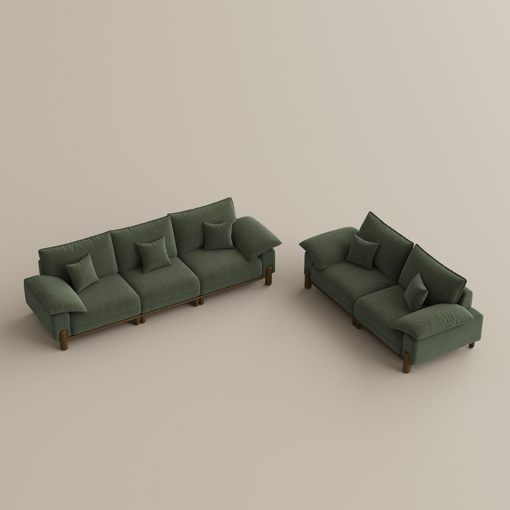 Green Pet-Friendly Fabric Modular Sofas