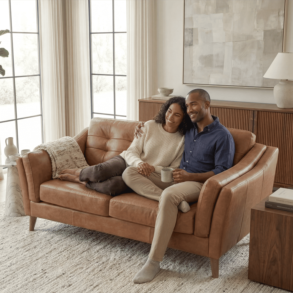 Light Brown Genuine Leather Sofas & Loveseats