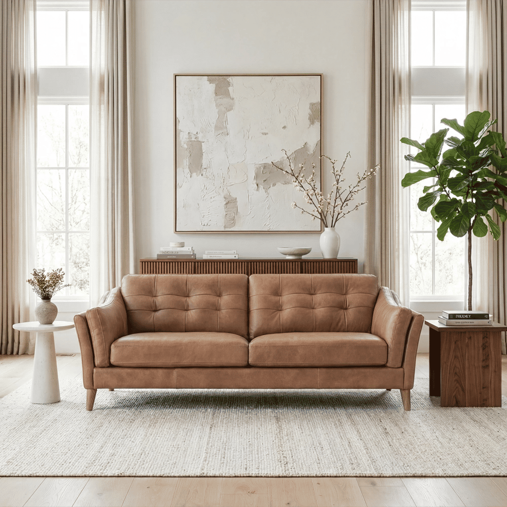 Light Brown Genuine Leather Sofas & Loveseats