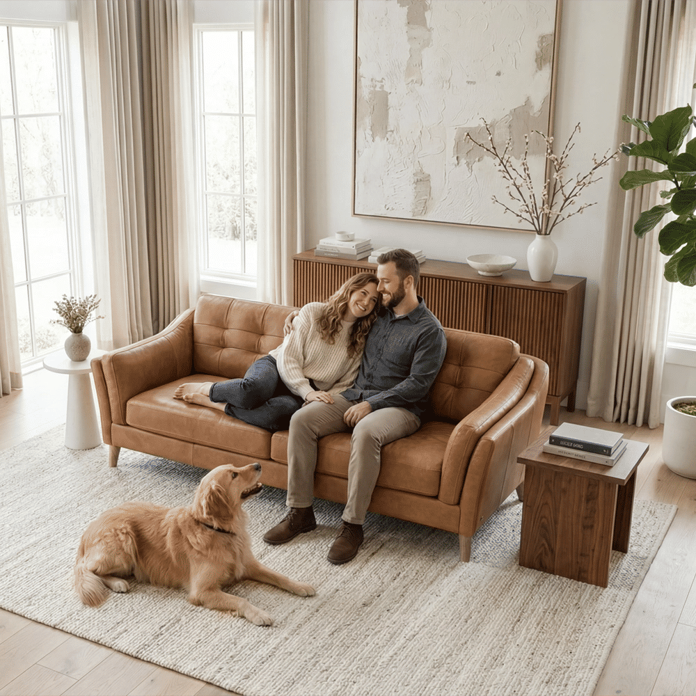 Light Brown Genuine Leather Sofas & Loveseats