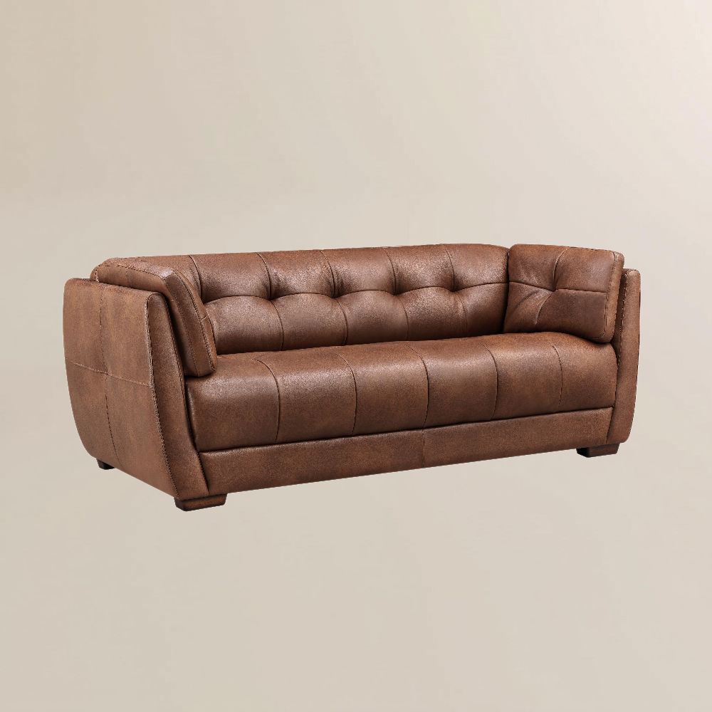 Walnut Color Genuine Leather Sofas & Loveseats