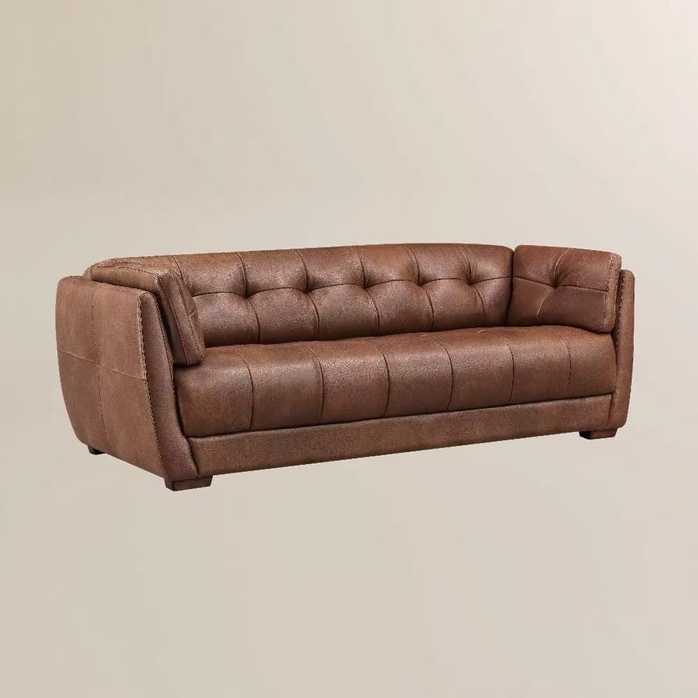 Walnut Color Genuine Leather Sofas & Loveseats