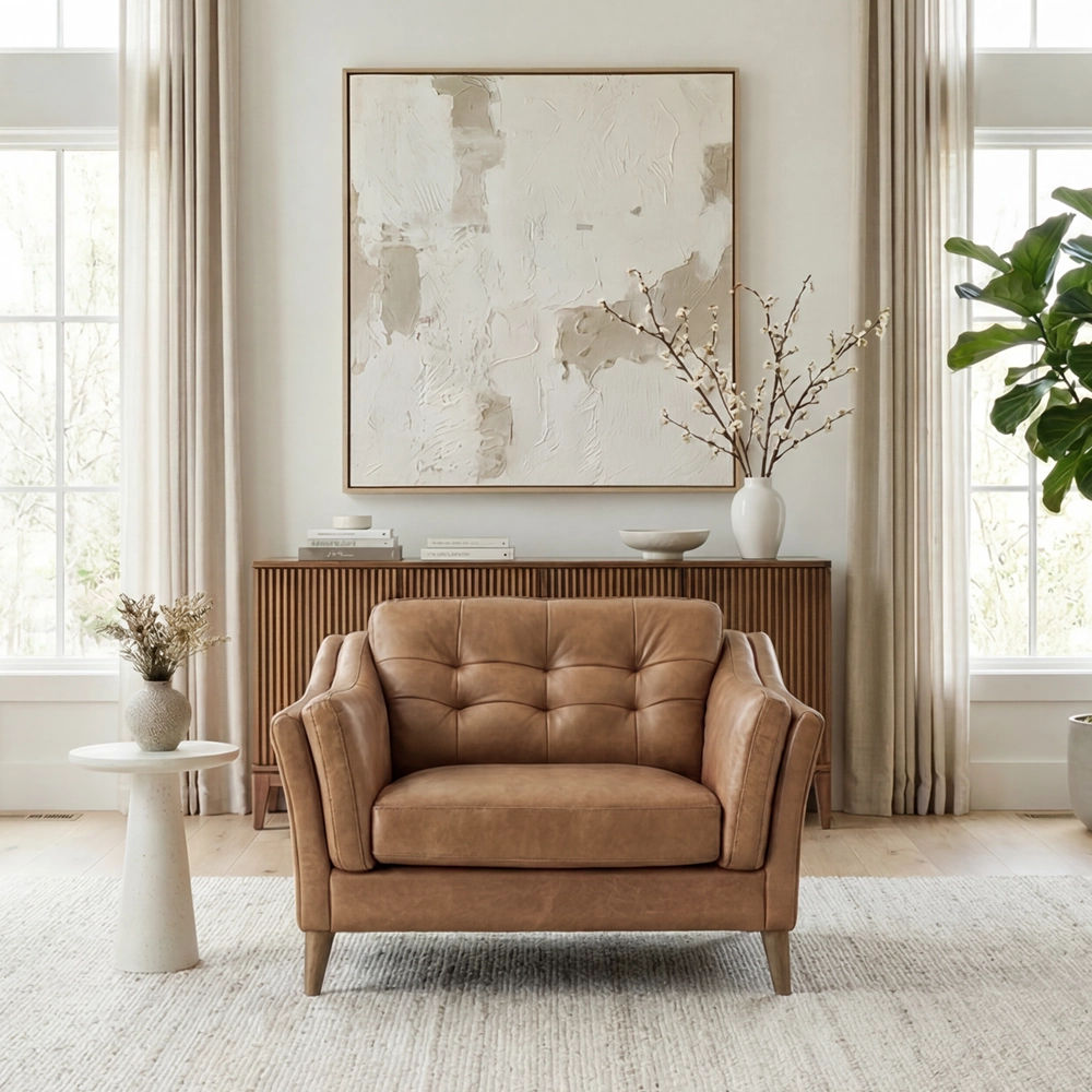 Light Brown Genuine Leather Sofas & Loveseats