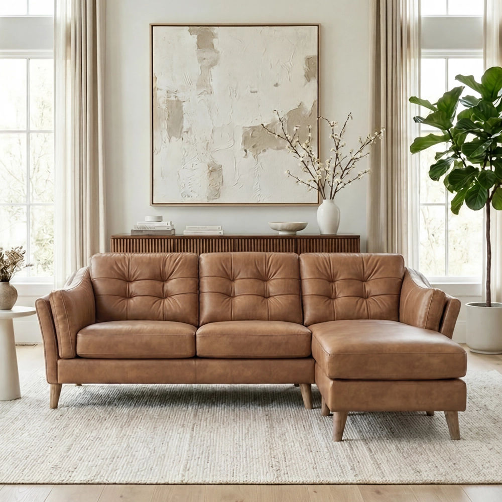 Light Brown Genuine Leather Sofas & Loveseats