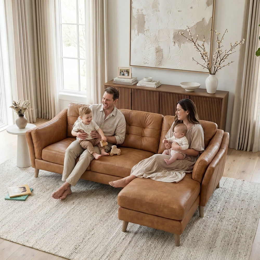 Light Brown Genuine Leather Sofas & Loveseats