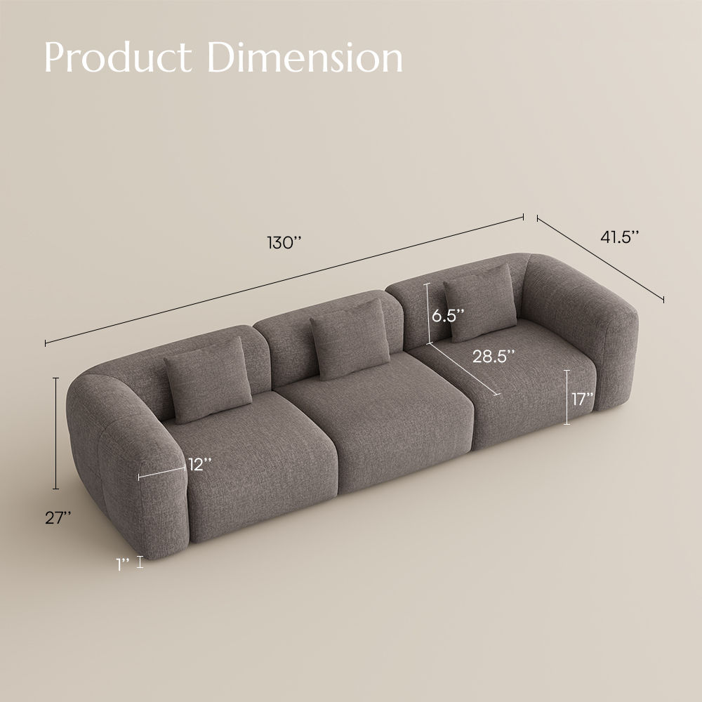 Living Room Brown Chenille Sofa Set