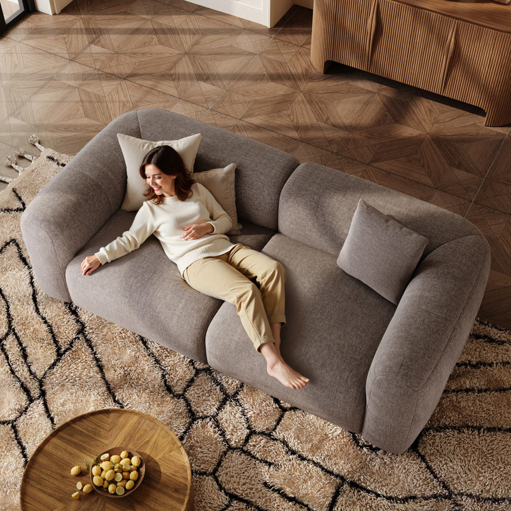 Chenille Brown Chenille Sofa Set