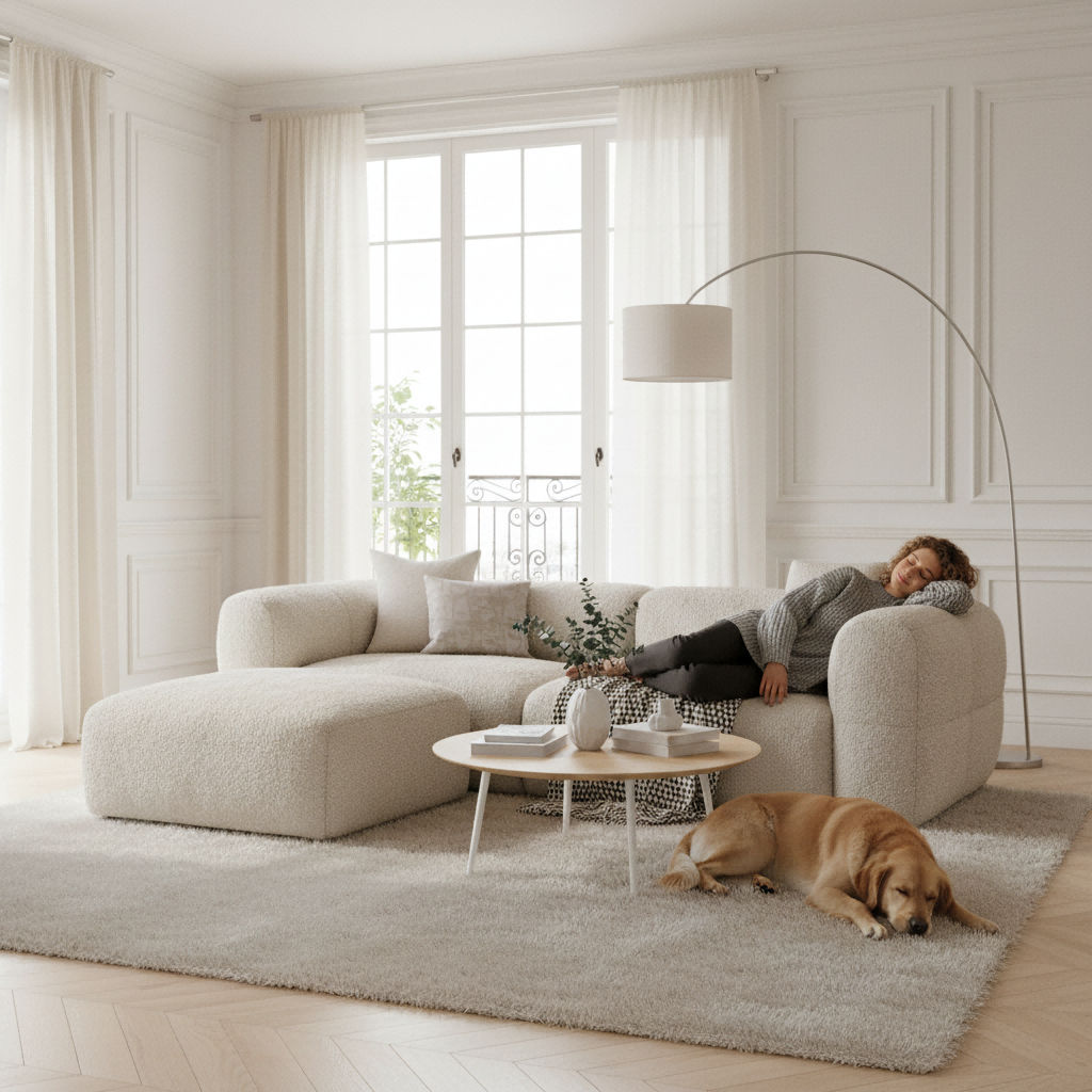 Deep Seat Beige teddy fleece Sofas & Loveseats
