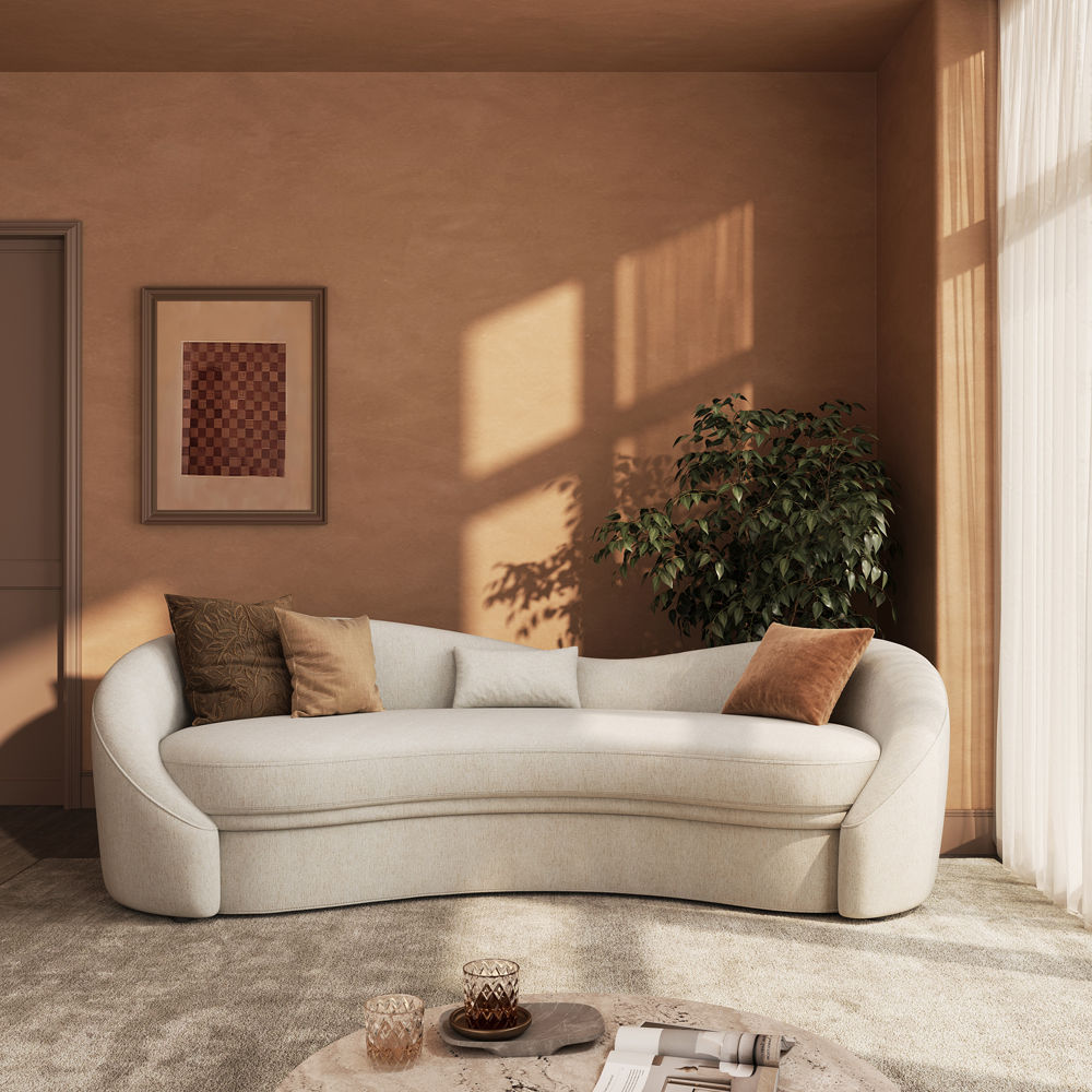 Bedroom Beige Cotton and Linen Sofas & Loveseats