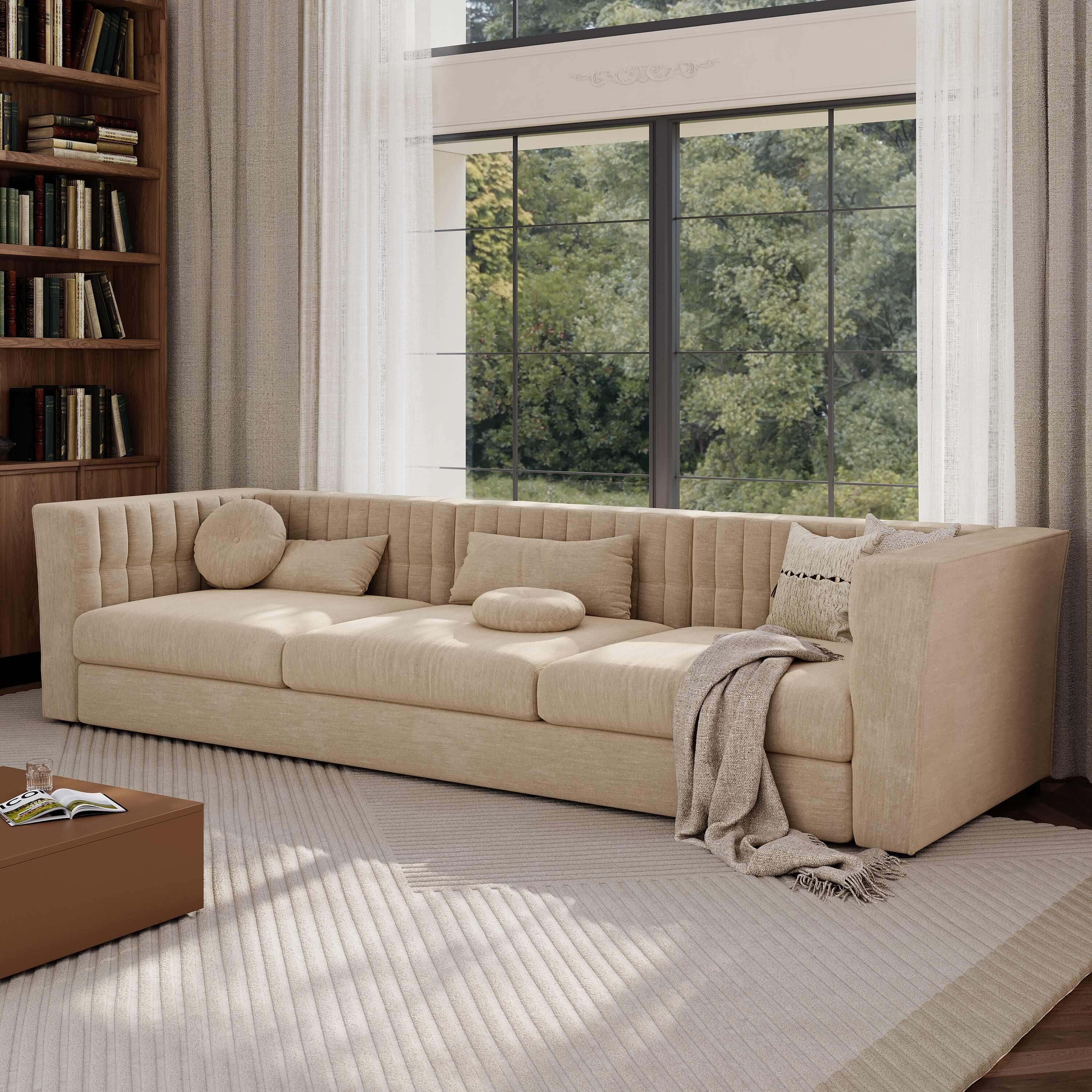 Living Room Beige Velvet Sofas & Loveseats