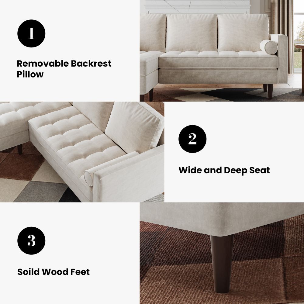 Partly Assemble Beige Cat Scratch Cloth Sectionals