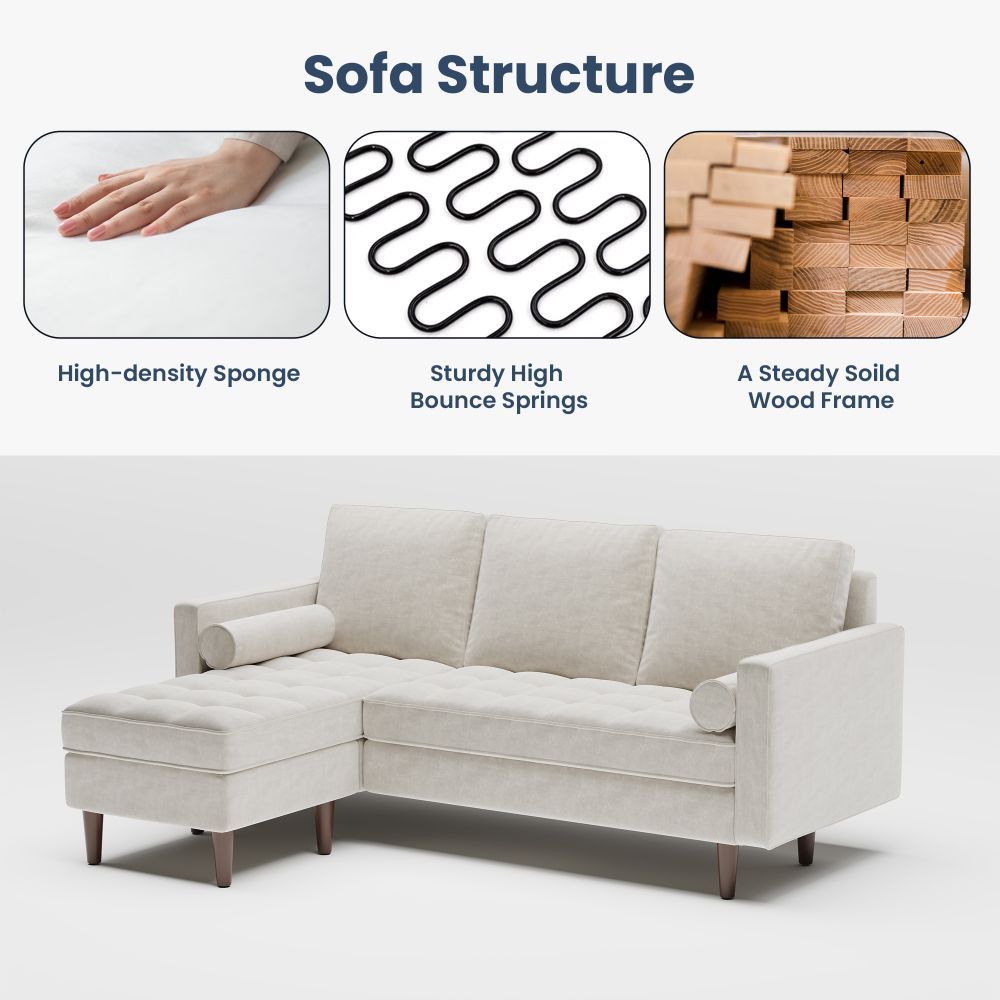 Partly Assemble Beige Cat Scratch Cloth Sectionals