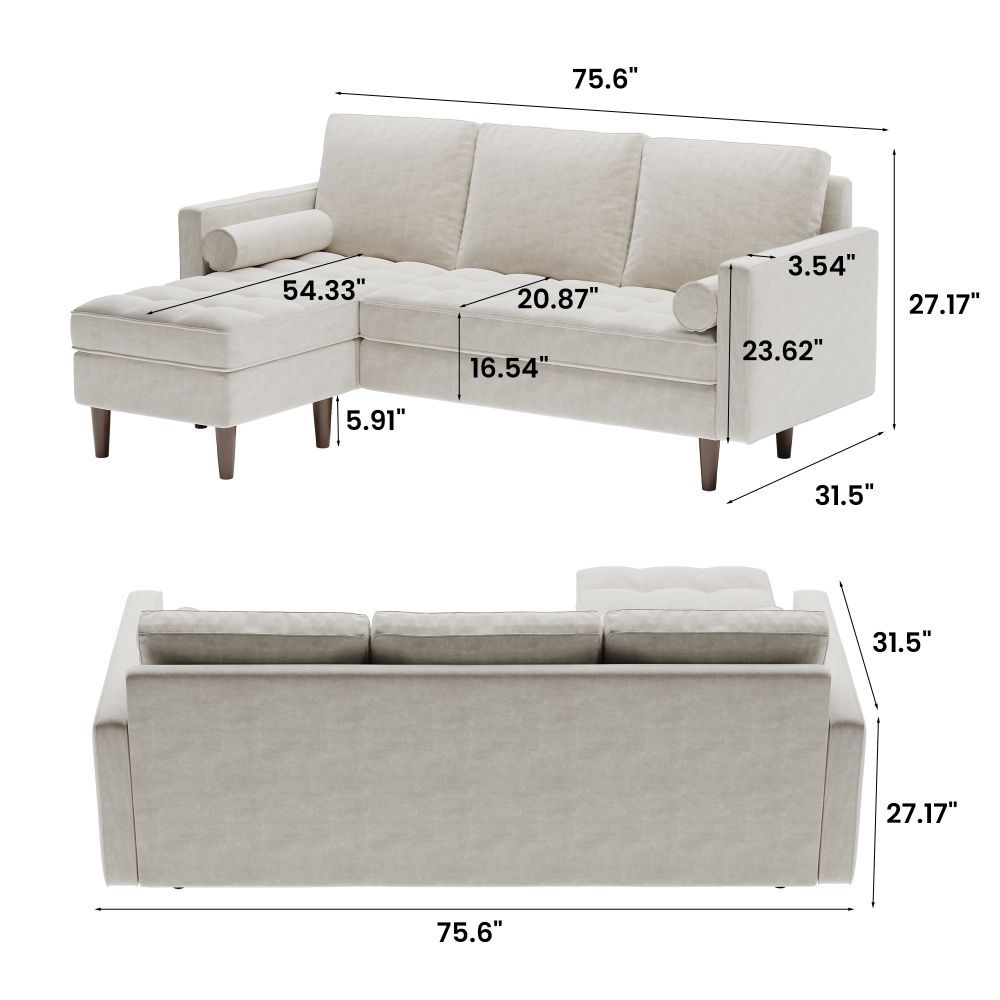 Partly Assemble Beige Cat Scratch Cloth Sectionals